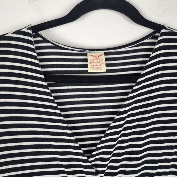 Faded Glory Mini Dress Striped Faux Wrap Dress size M - Picture 6 of 12
